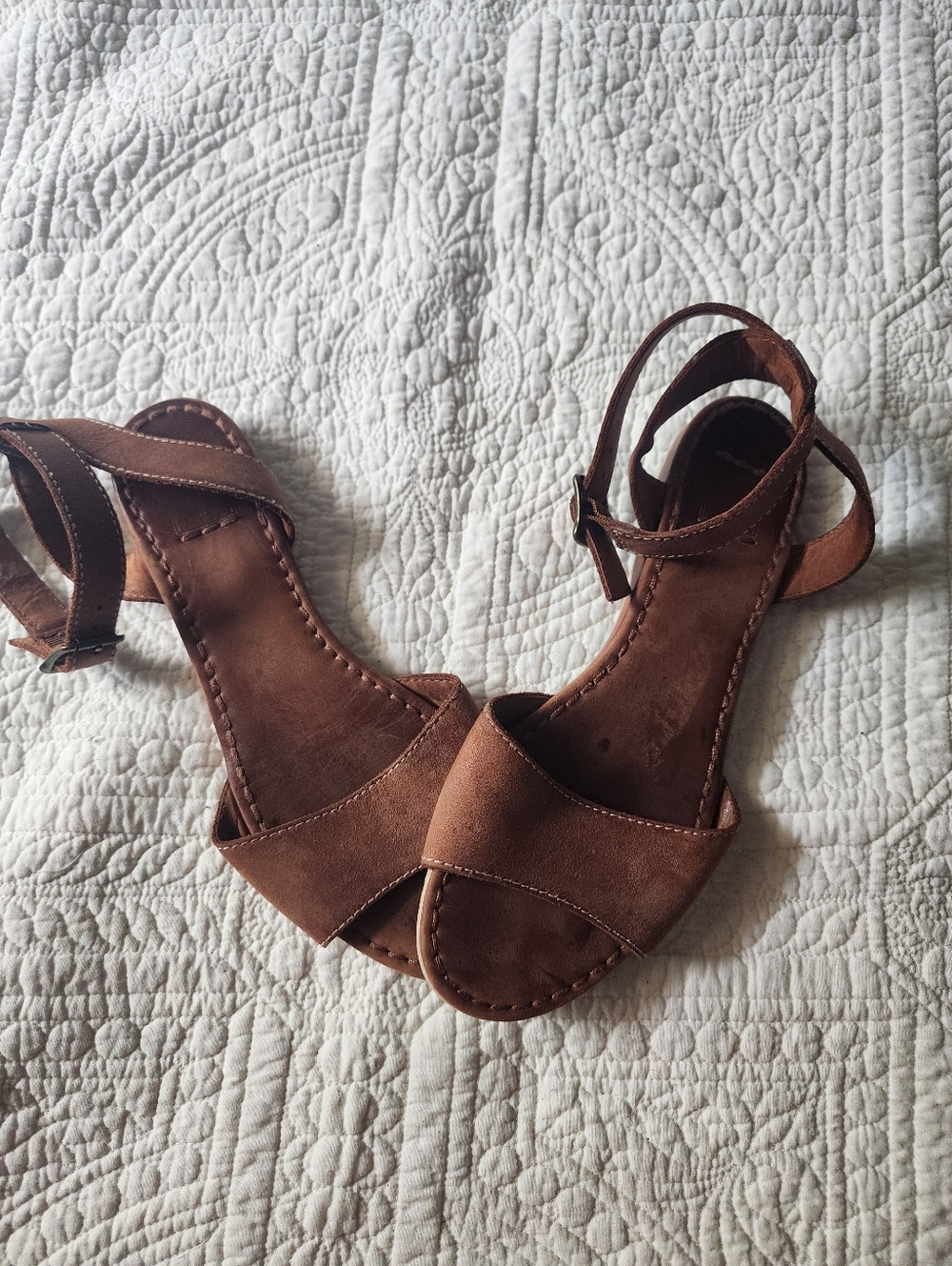Frye Brown Suede Ankle-Strap Women's Sandals